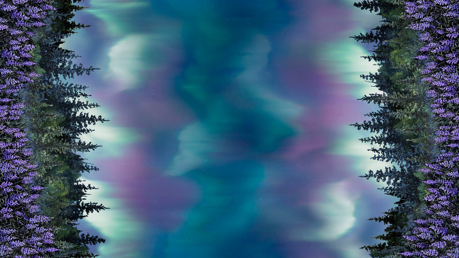 Northern Lights Double Border quilting fabric from Aurora's Passage by P&B Textiles