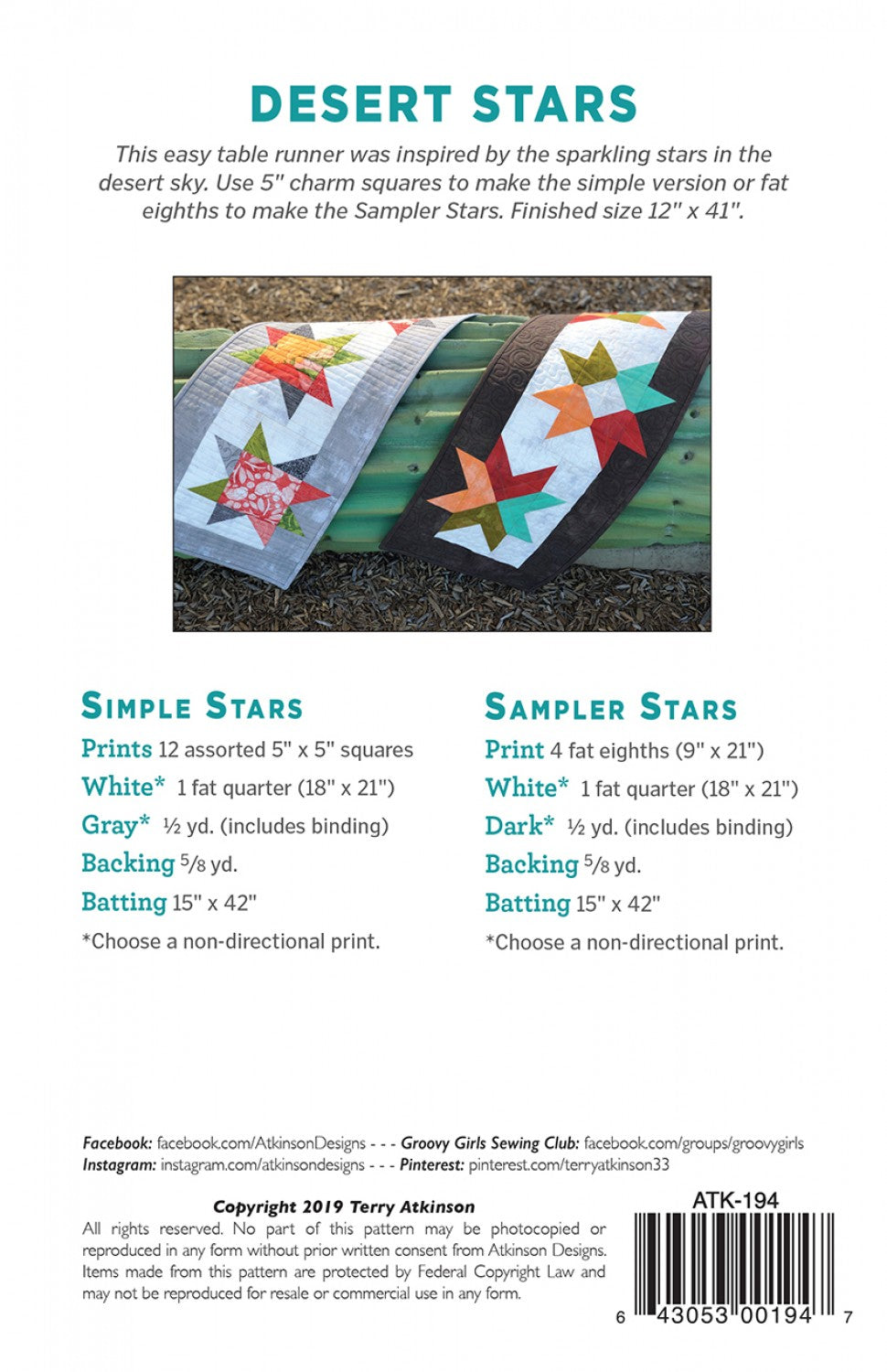 Desert Stars Quilt Pattern by Atkinson Designs