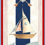 At The Helm Fabric Panel – Wilmington Prints Nautical Sailboat Quilt Panel