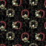 A Festive Medley, Chickadee Wreaths-Black Quilting Fabric