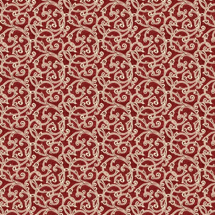 Holiday At Home, Scroll Red Quilting Fabric