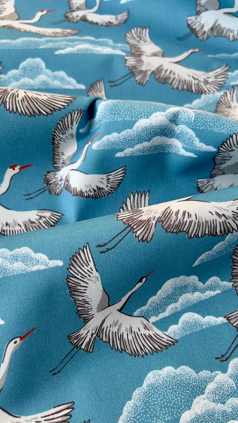 Baltic Woodland, Flying Cranes Quilting Fabric