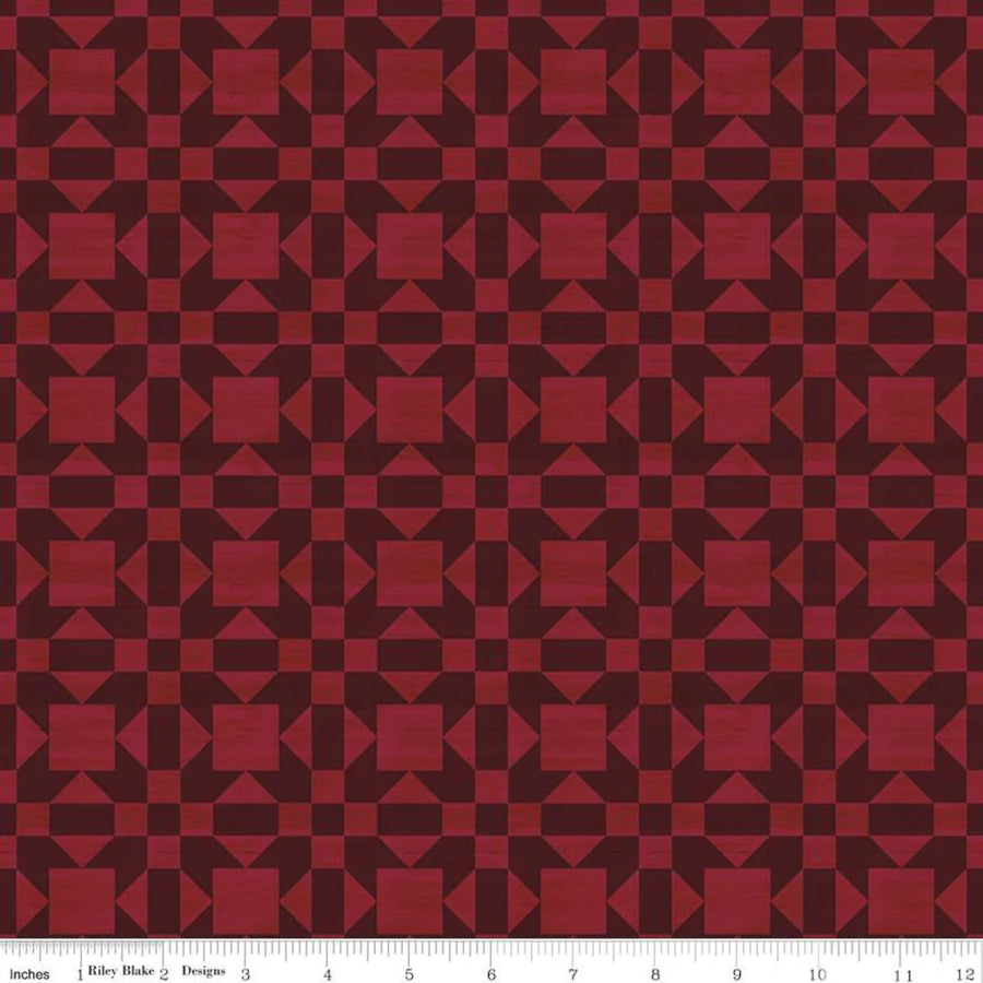 Barn Quilts Sisters Choice Fabric Collection - Quilt Blocks Red Fabric by the 1/4 Yard by Riley Blake Designs
