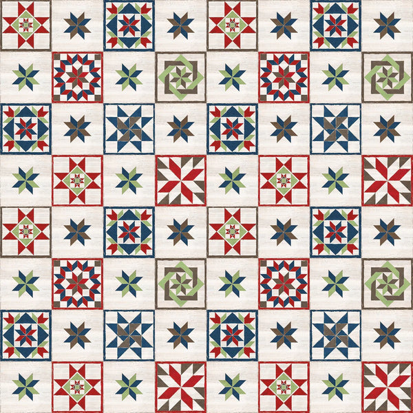 Barn Quilts Sisters Choice Fabric Collection - Quilt Blocks Parchment by Riley Blake Designs