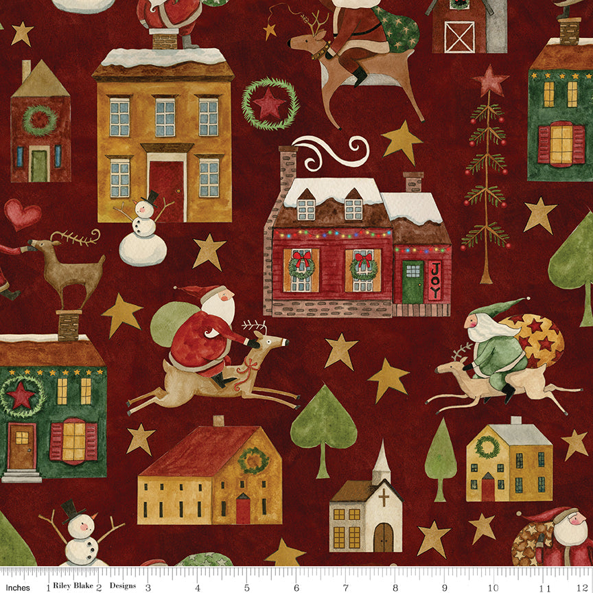 Up On The Housetop Fabric by Riley Blake Designs