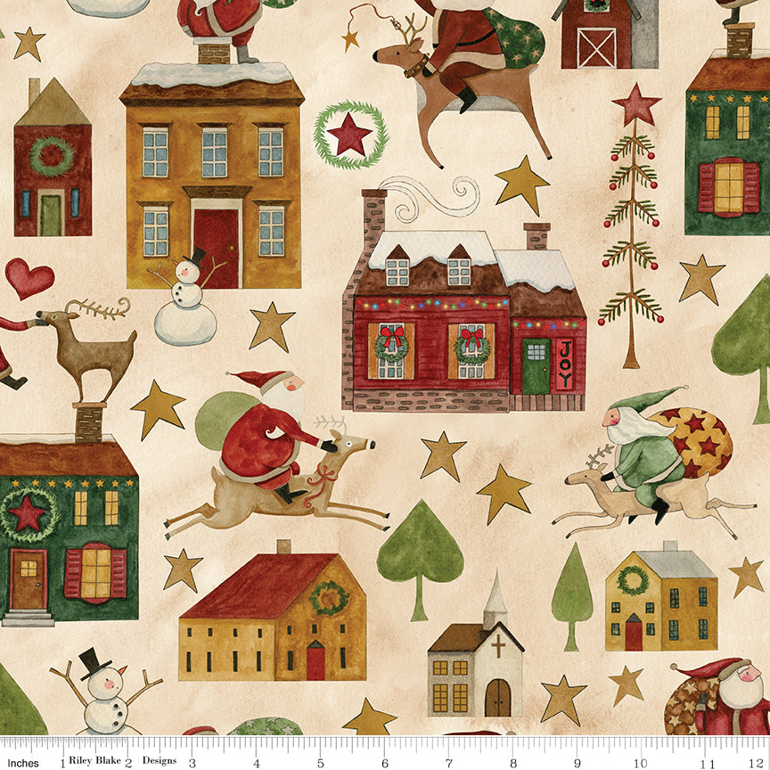 Up On The Housetop Fabric by Riley Blake Designs