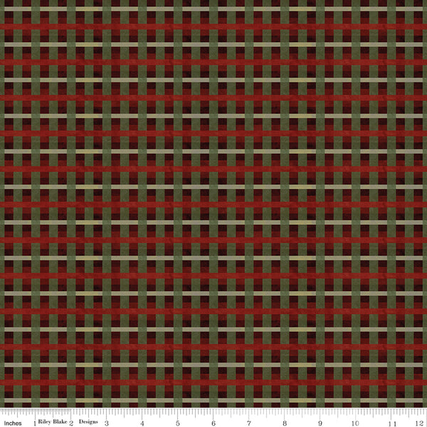 Up On The Housetop, Plaid Cranberry Quilting Fabric