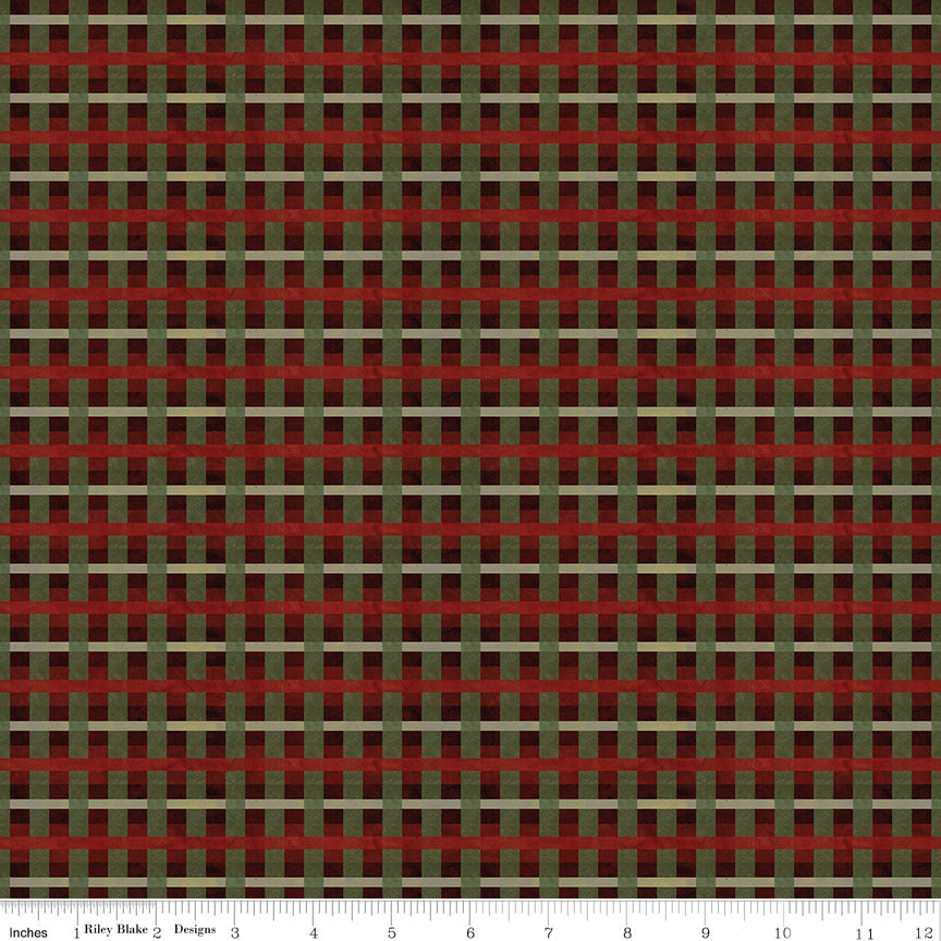 Up On The Housetop, Plaid Cranberry Quilting Fabric