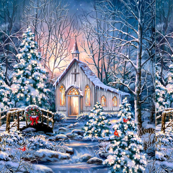 Multi Holiday Chapel Panel | Timeless Treasures Fabric