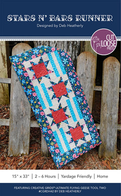 Stars and Bars Runner Pattern by Deb Heatherly | Cut Loose Press