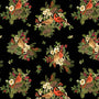 "Cardinal on Floral Metallic Black" - Fabric by the 1/4 yard