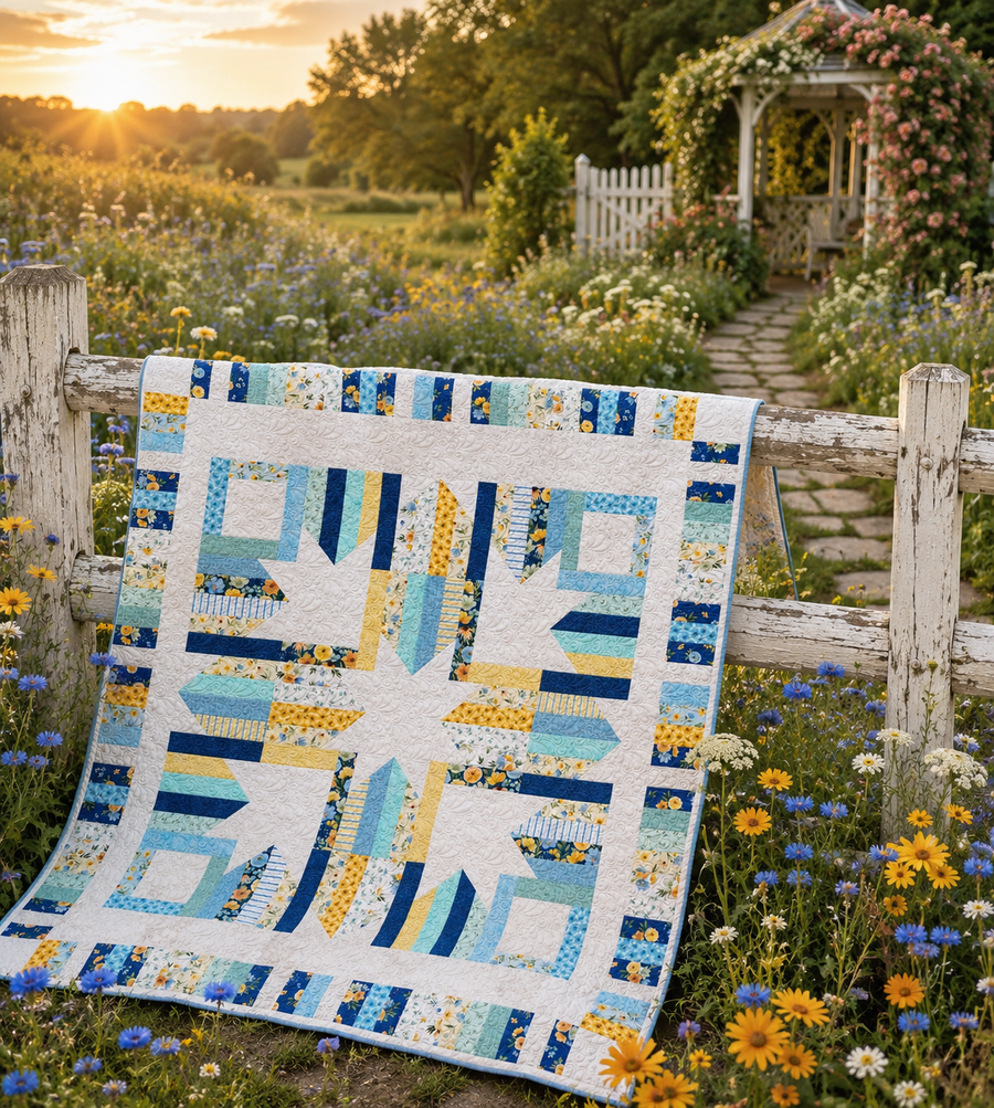 Gentle Meadow Starburst Throw Quilt Kit by Wilmington Prints