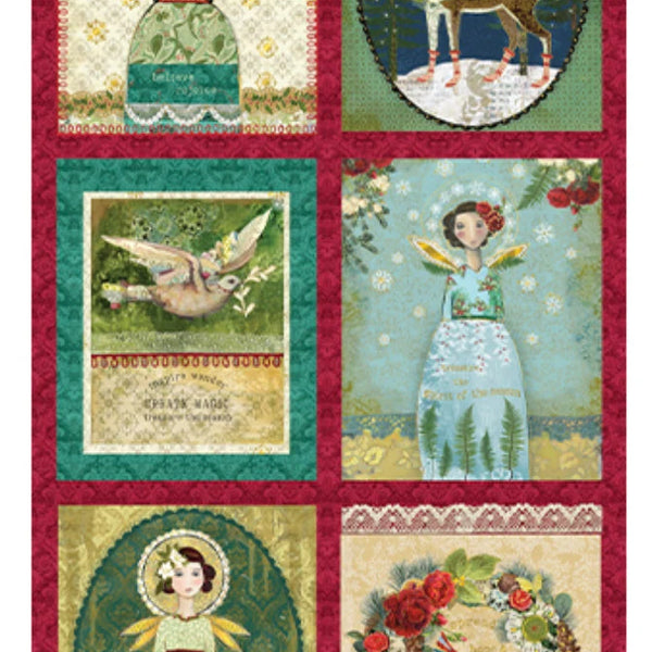 Benartex Christmas Magic Panel - 6 Whimsical Angel & Holiday Blocks