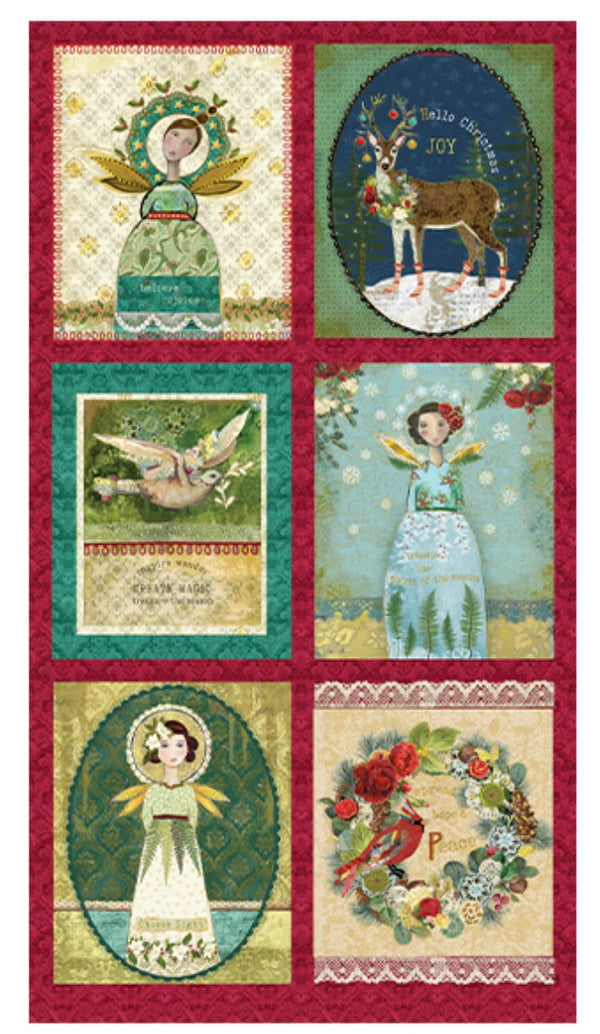 Benartex Christmas Magic Panel - 6 Whimsical Angel & Holiday Blocks