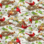 "Cardinals & Bird Nests Fabric" - Fabric by the 1/4 Yard