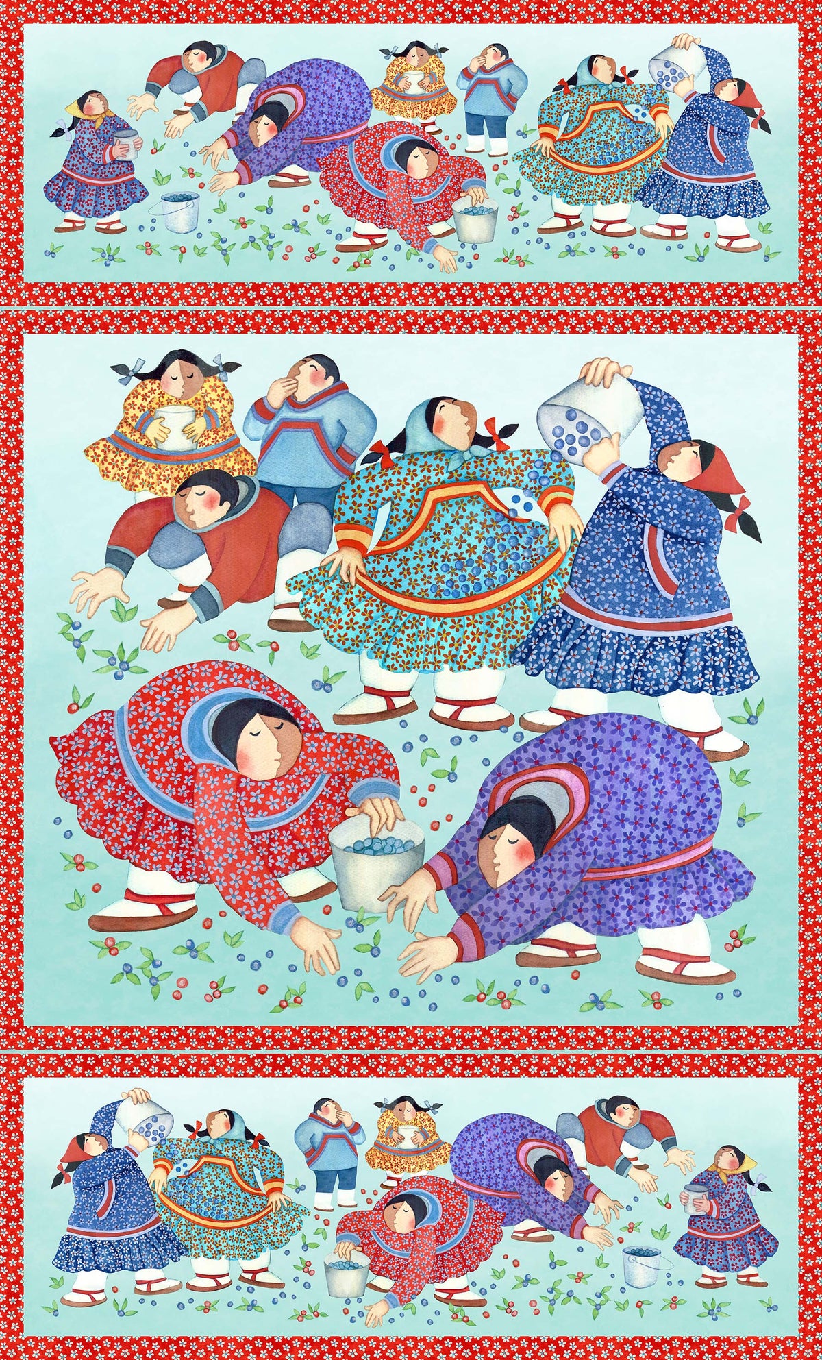 Berry Pickers, Quilting Fabric Panel