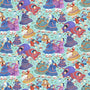 Berry Pickers, Women & Children-Turquoise Quilting Fabric