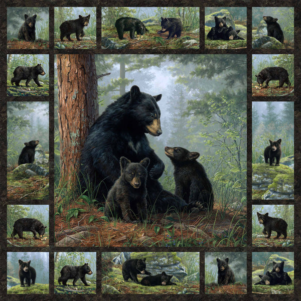 Bear's Den, Quilting Fabric Panel