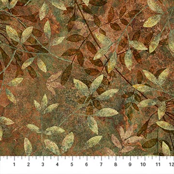 Leaves Dark Rust Multi Quilt Fabric | Northcott