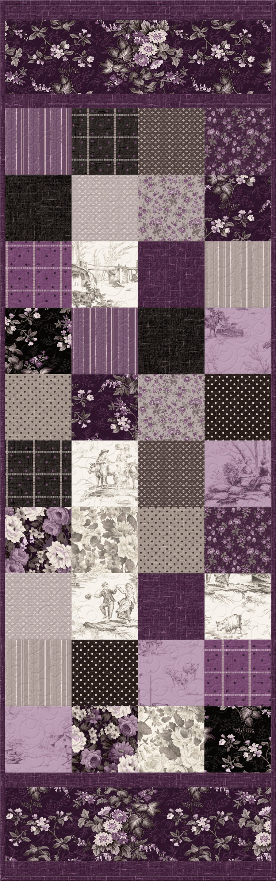 End to End Table Runner Quilt Kit - Featuring Blackberry Bramble by Wilmington Prints