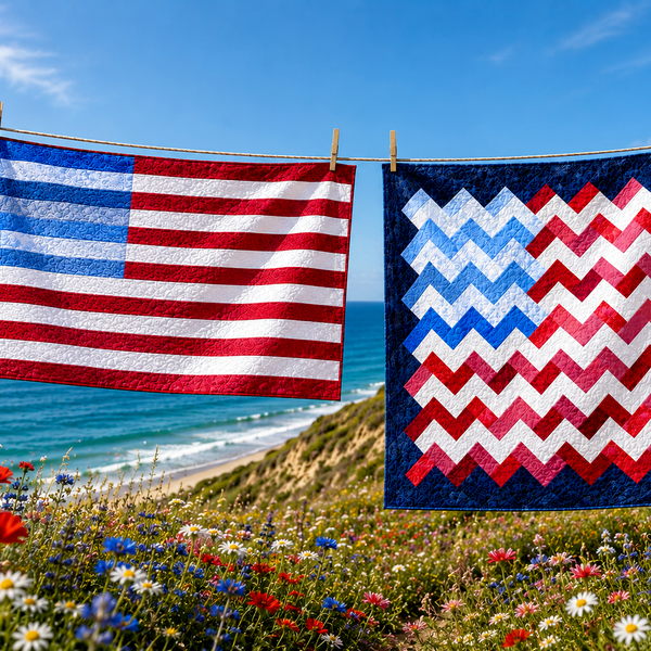 "Patriotic Pop" Red White and Two Quilt Kit –Featuring TWO Patriotic Flags in One Kit!