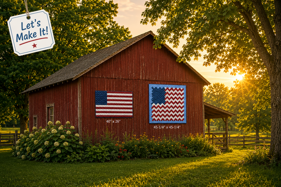 "ALL AMERICAN" Red White and Two Quilt Kit – Featuring TWO Patriotic Flags in One Kit! by Wilmington Prints