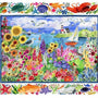 Chasing The Sun Fabric Panel by Dear Stella, Coastal Floral Quilt Panel
