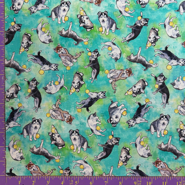 Silly Siberians – Playful Puppies Quilting Fabric by the Yard