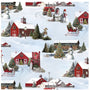 Timeless Treasures Winter Village & Snowman Allover Cotton Fabric | Christmas Farm Scene