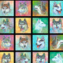Silly Siberians – Husky Portraits Fabric Panel