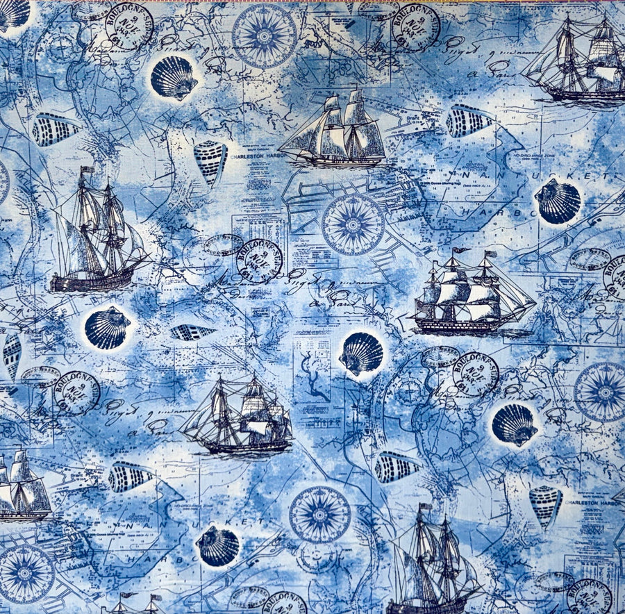 Beach Collection Nautical Map Fabric by the 1/4 Yard by Timeless Treasures
