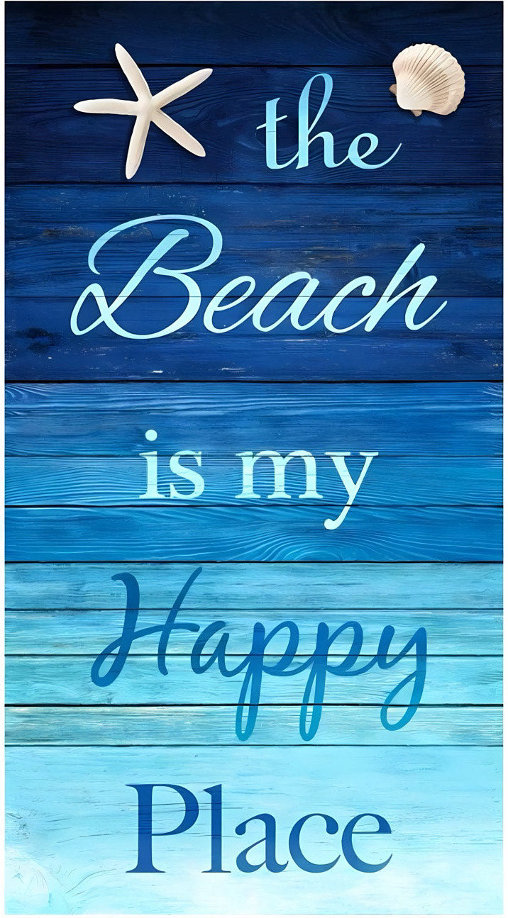 Beach Collection “The Beach Is My Happy Place” Fabric Panel by Timeless Treasures – Coastal Quilt Panel