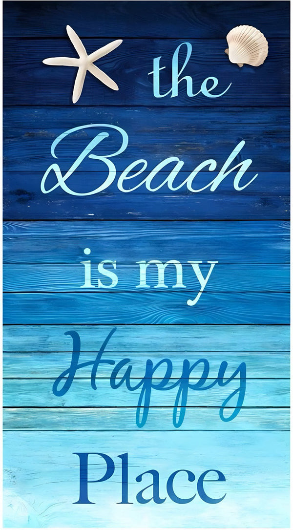 Beach Collection “The Beach Is My Happy Place” Fabric Panel by Timeless Treasures – Coastal Quilt Panel