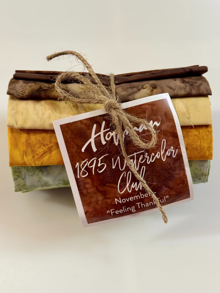Hoffman 1895 Watercolor November 2026 Feeling Thankful fat quarter bundle front view