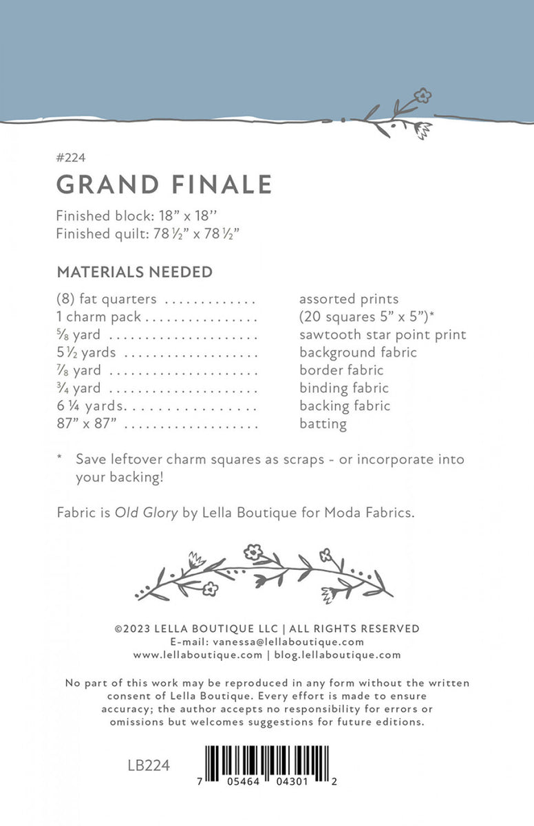 Grand Finale Pattern by Lella Boutique