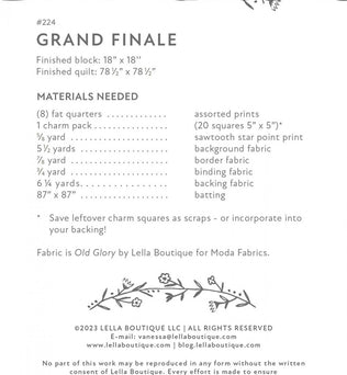 Grand Finale Pattern by Lella Boutique