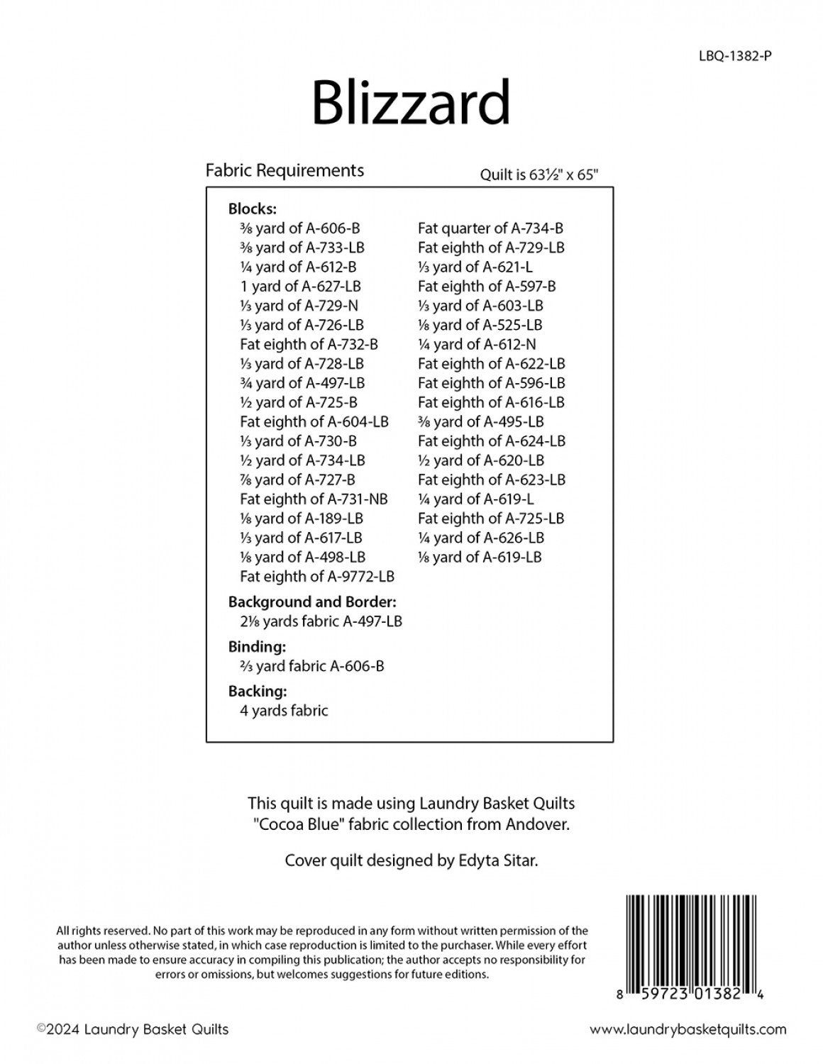 Blizzard Quilt Pattern by Laundry Basket Quilts