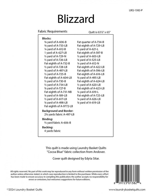 Blizzard Quilt Pattern by Laundry Basket Quilts