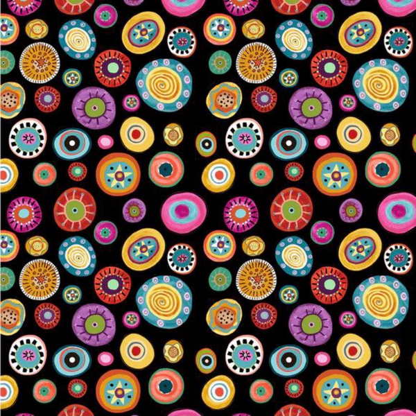 Folkscapes Dot Fabric Black Fabric by the 1/4 Yard