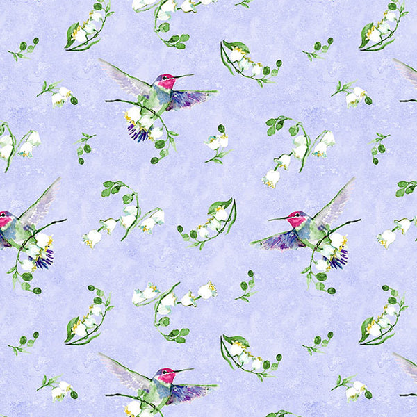 FLORAL FLUTTER "Lily of the Valley Toss Purple" Fabric by the 1/4 Yard