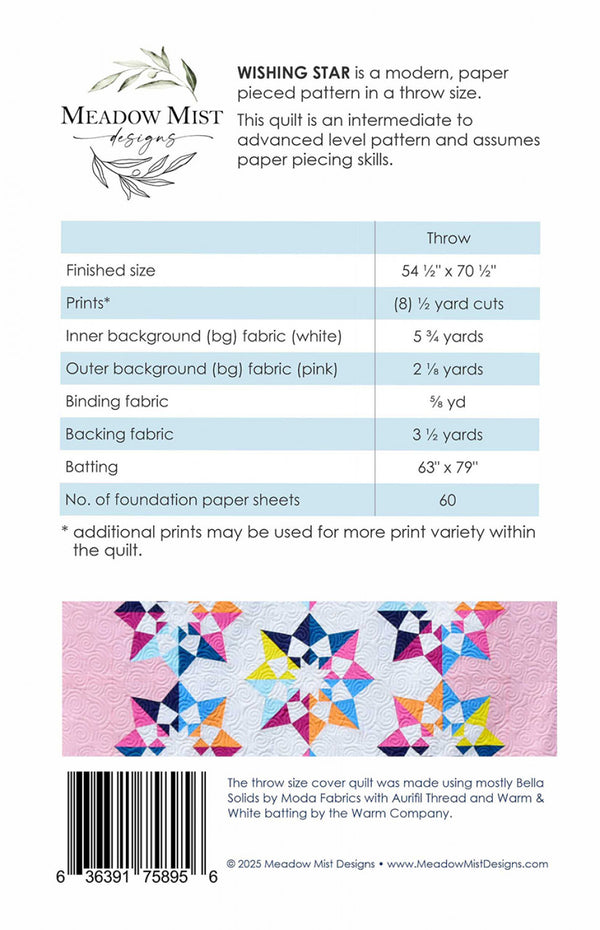 Wishing Star Quilt Pattern by Meadow Mist Designs