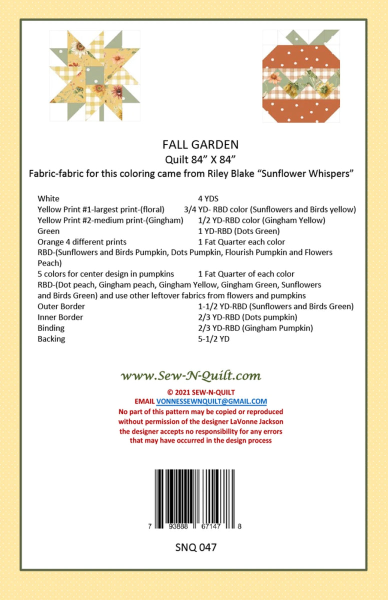 Fall Garden Quilt Pattern by Sew-N-Quilt – Cozy Autumn Quilting Project