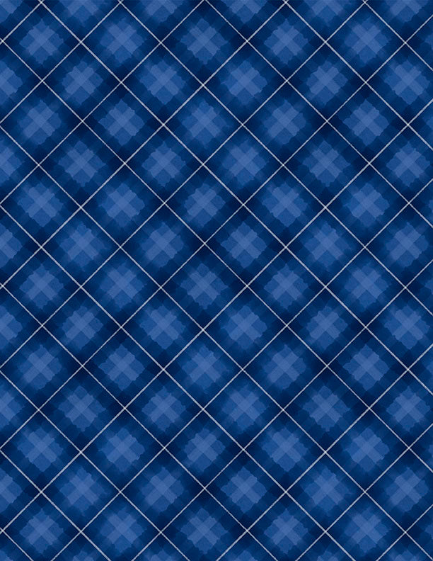 "Plaid Dark Blue" - Fabric by the 1/4 Yard by Wilmington Prints