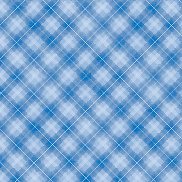 "Plaid Medium Blue" - Fabric by the 1/4 Yard