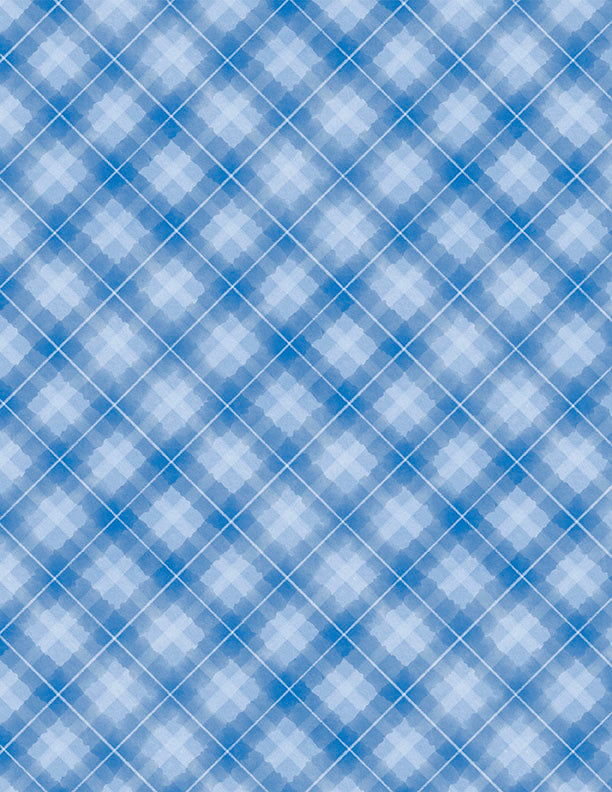 "Plaid Medium Blue" - Fabric by the 1/4 Yard by Wilmington Prints