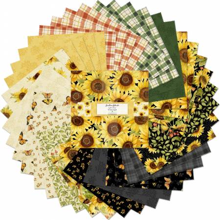 Sunflower Splendor, 10" Charm Pack Quilting Fabric Precuts