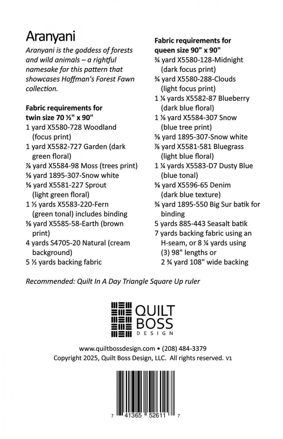 Aranyani Quilt Pattern by Quilt Boss Design