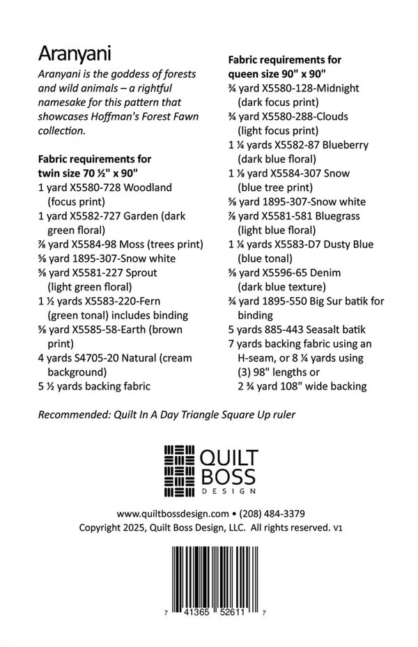 Aranyani Quilt Pattern by Quilt Boss Design