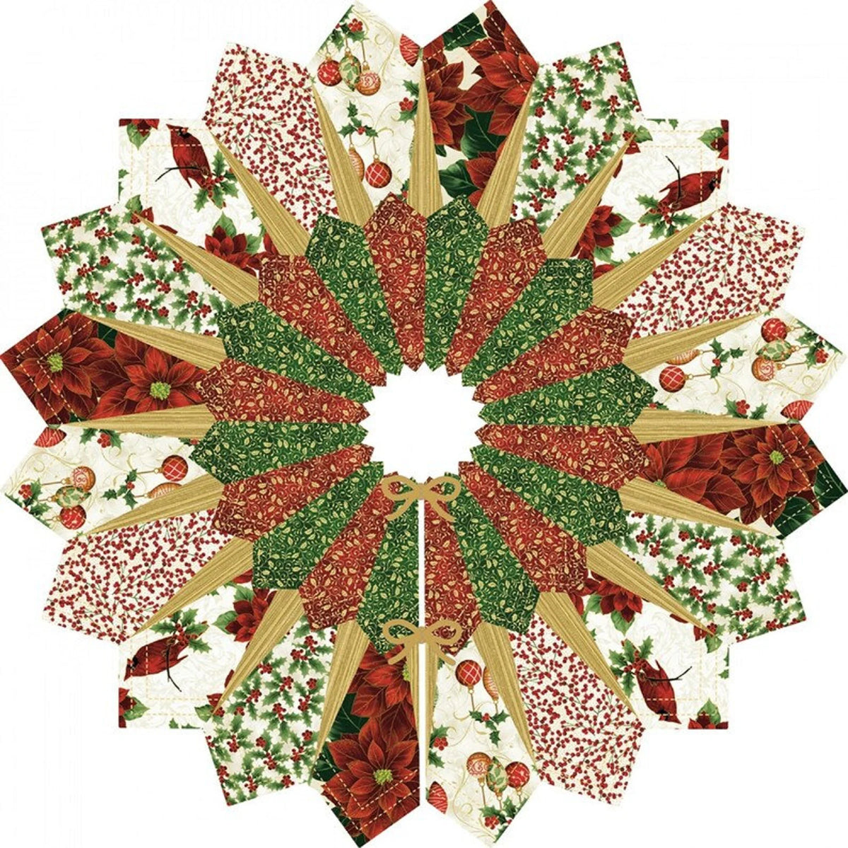 Dresden Tree Skirt - Red and Natural by Quail Fox Designs