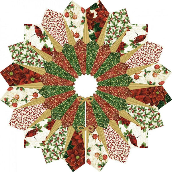 Dresden Tree Skirt - Red and Natural by Quail Fox Designs